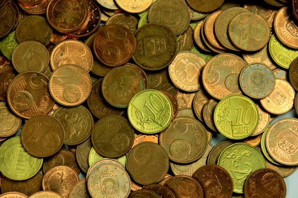 硬貨の背景 ユーロ硬貨 ユーロセント硬貨 欧州連合の通貨 — ストック写真