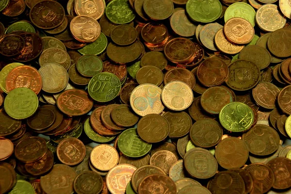 硬貨の背景 ユーロ硬貨 ユーロセント硬貨 欧州連合の通貨 — ストック写真