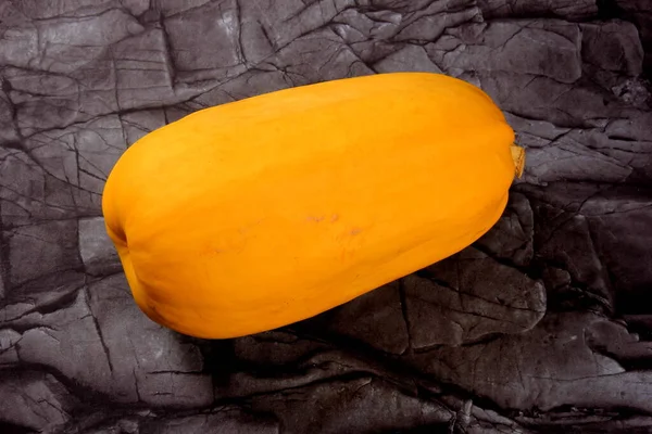 Abóbora Amarela Fundo Placa Pedra Preta — Fotografia de Stock