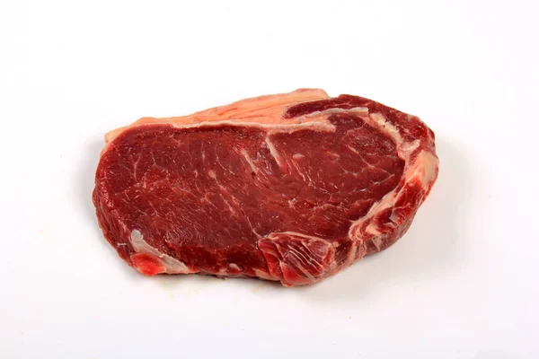 Perfect Raw Sirloin Steak White Background — Zdjęcie stockowe
