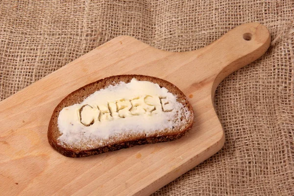 Sandwiches Inscription Meat Sausage Cheese Butter Symbolizes Food Crisis World — Stock Photo, Image