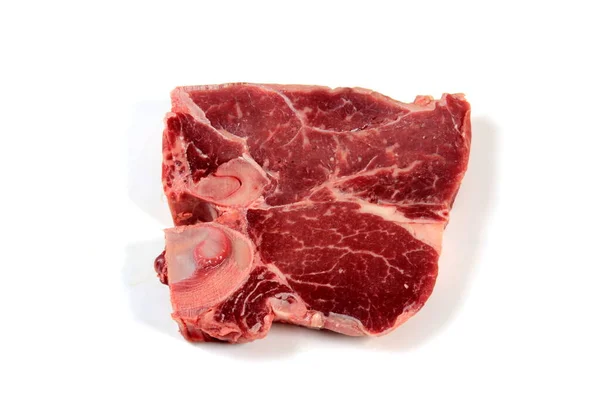 Bone Steak Mit Gewürzen Auf Weißem Hintergrund — Stockfoto
