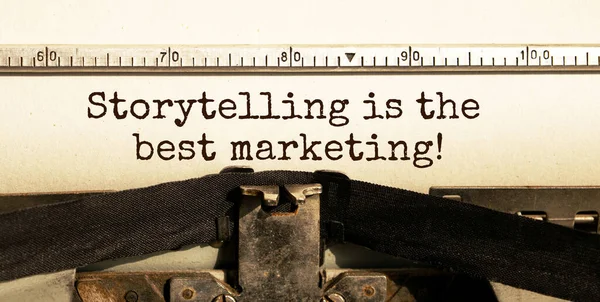 Tekst Storytelling Beste Marketing Wordt Papier Getypt Door Een Antieke — Stockfoto