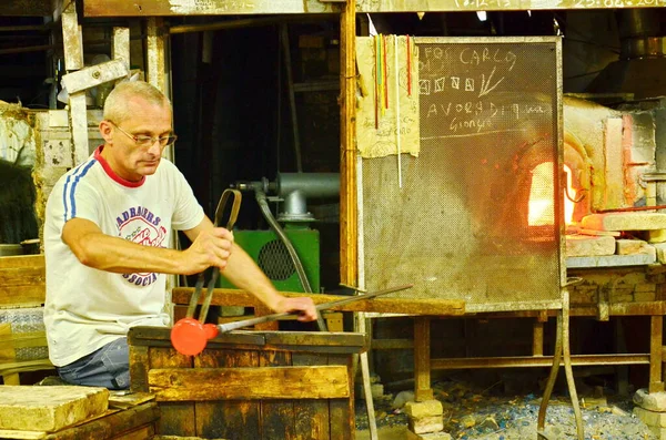 Murano Italia Septiembre 2015 Soplado Vidrio Isla Murano Venecia Fabricación —  Fotos de Stock