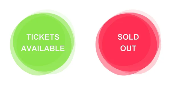 Two Buttons Green Red Showing Tickets Avalaible Sold Out — Fotografie, imagine de stoc