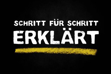 Almanca adım adım açıklandı - Beyaz tebeşirli siyah karatahta