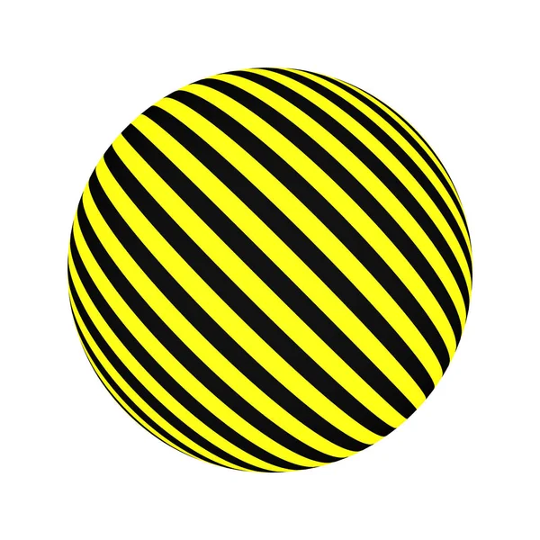 黒と黄色のストライプ3Dボール — ストック写真