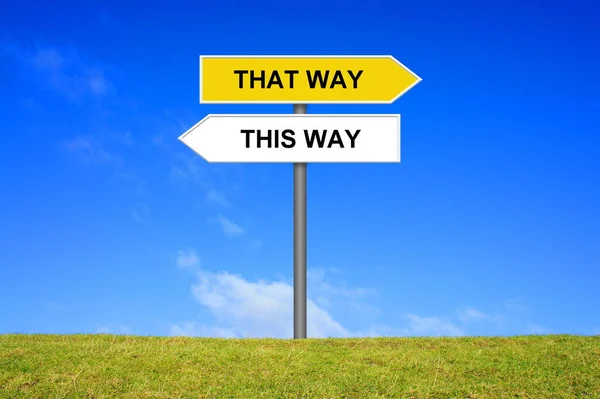 Waymarker Showing Two Directions Way Way — Stock Photo, Image