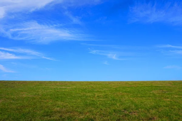 Dique Vacío Mar Del Norte Alemania Con Hierba Verde Cielo — Foto de Stock