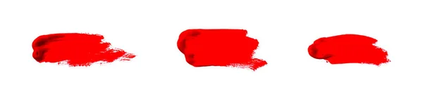 3つの赤い絵筆のストライプのバナー 装飾的な手描きのブラシストロークの背景 — ストック写真