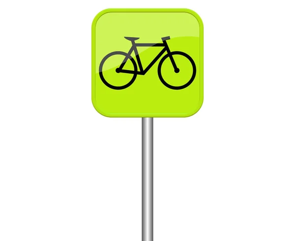 Зеленый Знак Изображением Велосипеда Велосипеда Велосипеда Велосипедной Дорожки — стоковое фото
