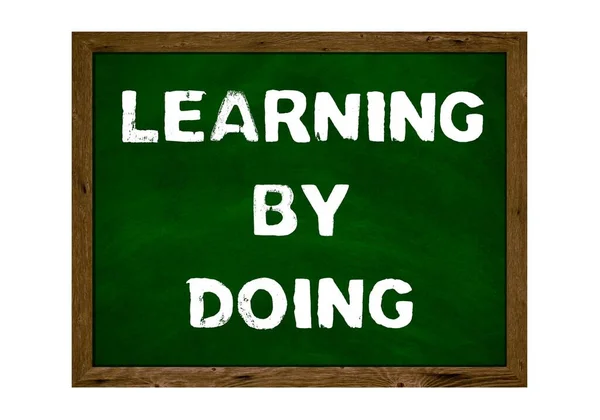Learning Doing Green Chalkboard — Stock Photo, Image