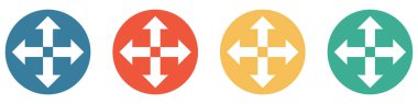 4 renkli düğme mavi, kırmızı, turuncu ve yeşil gösteriyor: 4 yönlü oklar