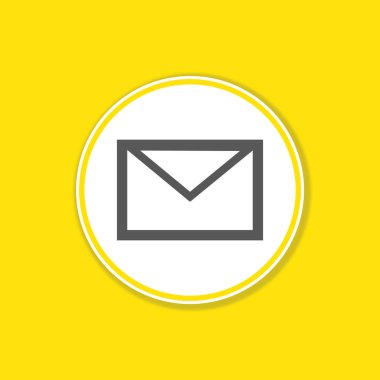 Beyaz çemberde Zarf simgesi olan sarı arkaplan pankartı - Kişi ve Haber Bülteni