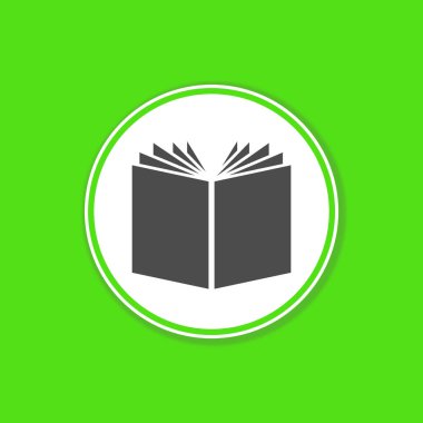 Beyaz çemberde Kitap simgesi olan yeşil arkaplan pankartı - Oku