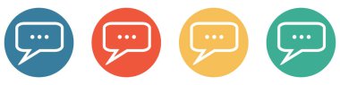 4 renkli düğme mavi, kırmızı, turuncu ve yeşil gösteriyor: Sohbet