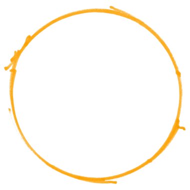 Turuncu kalemle çizilmiş el çizimi bir daire.