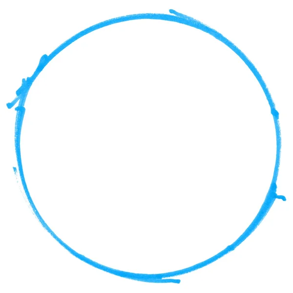 用蓝色铅笔手工画成的圆圈 — 图库照片