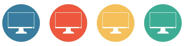 四个彩色按钮蓝色 橙色和绿色显示 计算机监视器 — 图库照片