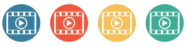 Πολύχρωμα Κουμπιά Μπλε Κόκκινο Πορτοκαλί Και Πράσινο Παρουσίαση Video Player — Φωτογραφία Αρχείου
