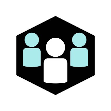 Mavi beyaz simgesi olan siyah altıgen insan grubunu gösteriyor