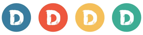 4色のボタン青 オレンジ 緑の白いグランジレター Lettering Banner — ストック写真