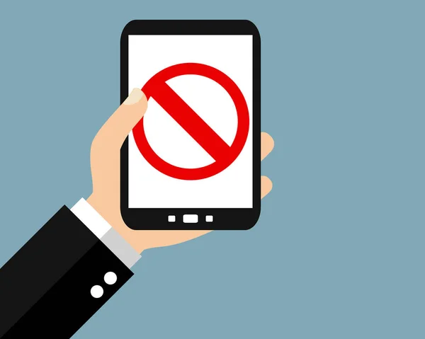 Hand Holding Smartphone Απαγορευμένο Απαγορεύεται Πρόσβαση Παράνομο Περιεχόμενο — Φωτογραφία Αρχείου