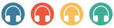 4 renkli düğme mavi, kırmızı, turuncu ve yeşil gösteriyor: Kulaklıklar