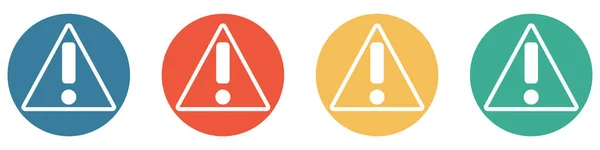 四个色彩艳丽的钮扣蓝色 橙色和绿色展示 警告和警告 — 图库照片