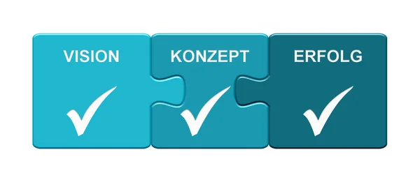 Isolated Blue Puzzle Button Checkmarks Vision Concept Success German Language — Stock Photo, Image