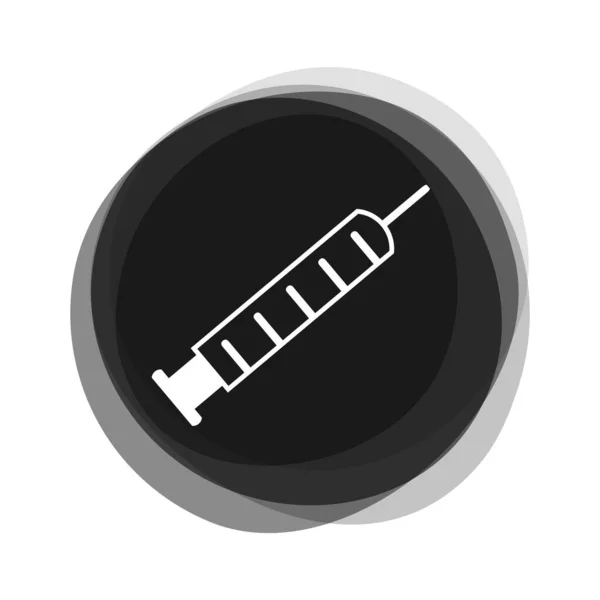 Vaccination Icon Black Button Syringe — Stock Photo, Image
