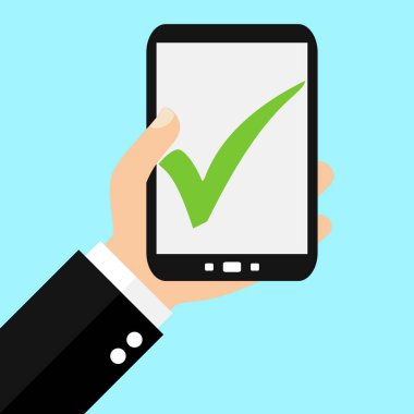 Smartphone 'u tutan adam: Şah, Onaylandı ya da Kabul Edildi - Düz Tasarım