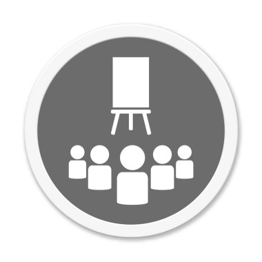 Beyaz çerçeveli izole edilmiş gri düğme: Sınıf, Öğrenme ya da Ders