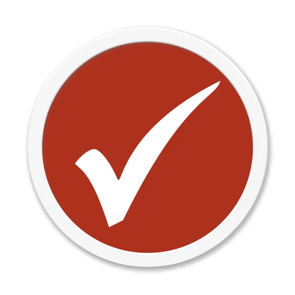 Изолированная Красная Кнопка Белой Рамкой Надписью Checkmark Tick — стоковое фото