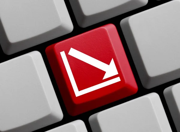 Red Computer Keyboard Showing Negative Arrow Illustration — Stock Photo, Image