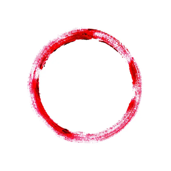 Círculo Escova Pintura Suja Com Cor Vermelha — Fotografia de Stock