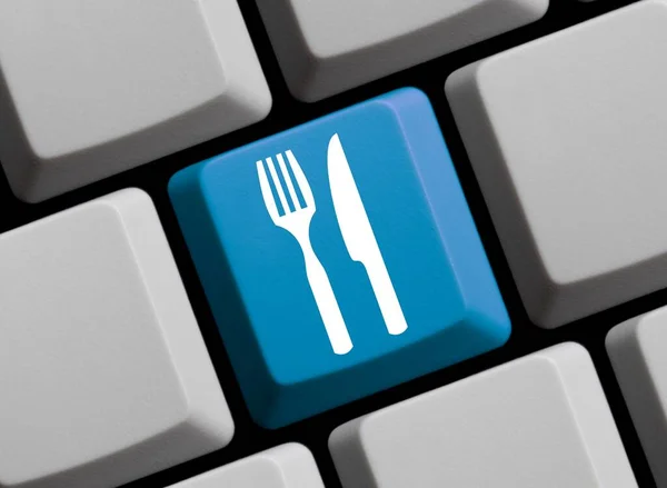 Πληκτρολόγιο Υπολογιστή Δείχνει Τροφίμων Κουζίνα Εστιατόριο Εικονογράφηση — Φωτογραφία Αρχείου