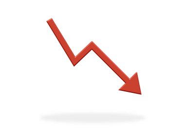 Kırmızı Ok aşağı doğru görünüyor - gölgeli simge