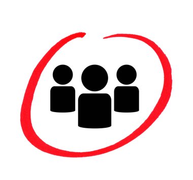 El çizimi kırmızı daire olan grup simgesi - Topluluk