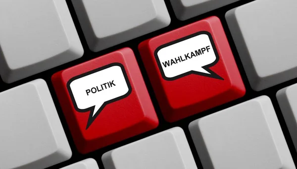 Teclado Computadora Que Muestra Política Campaña Electoral Idioma Alemán Ilustración —  Fotos de Stock