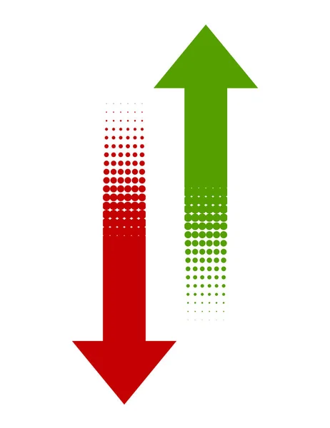 Flechas Gradiente Rojo Verde Que Aparecen Arriba Abajo — Foto de Stock