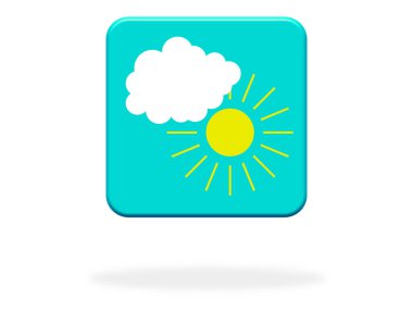 Açık mavi düğmeli gölge: bulut ve güneş