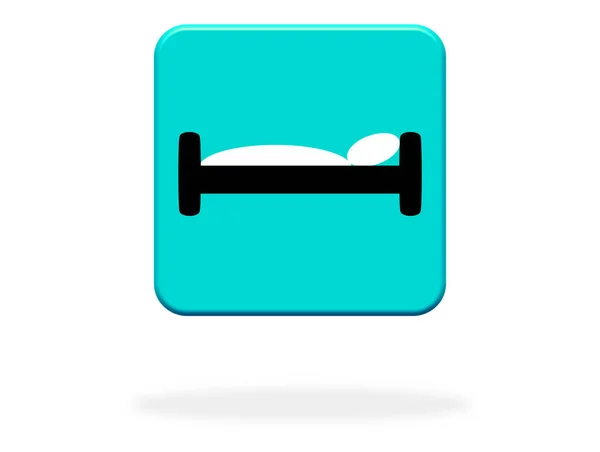 Light Blue Button Shadow Hotel Bed — Stock Photo, Image