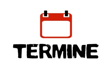 Kırmızı takvimli siyah grunge metni: Almanca dilinde randevular