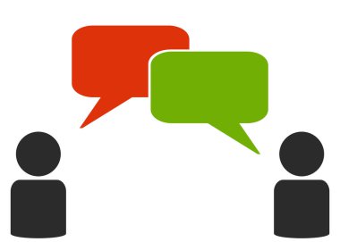 Konuşma köpüklü iki kişi kırmızı ve yeşil