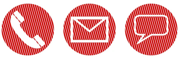 Botões Listrados Vermelhos Mostrando Contato Telefone Carta Conversa — Fotografia de Stock