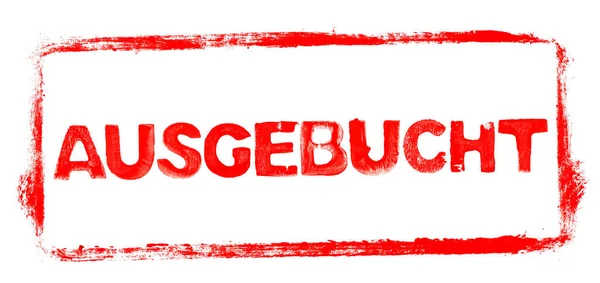 Röd Banner Med Grunge Ram Slutsåld Tyska — Stockfoto