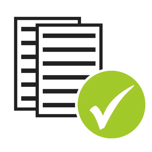 Paper Document Icon Green Tick — Stock Photo, Image