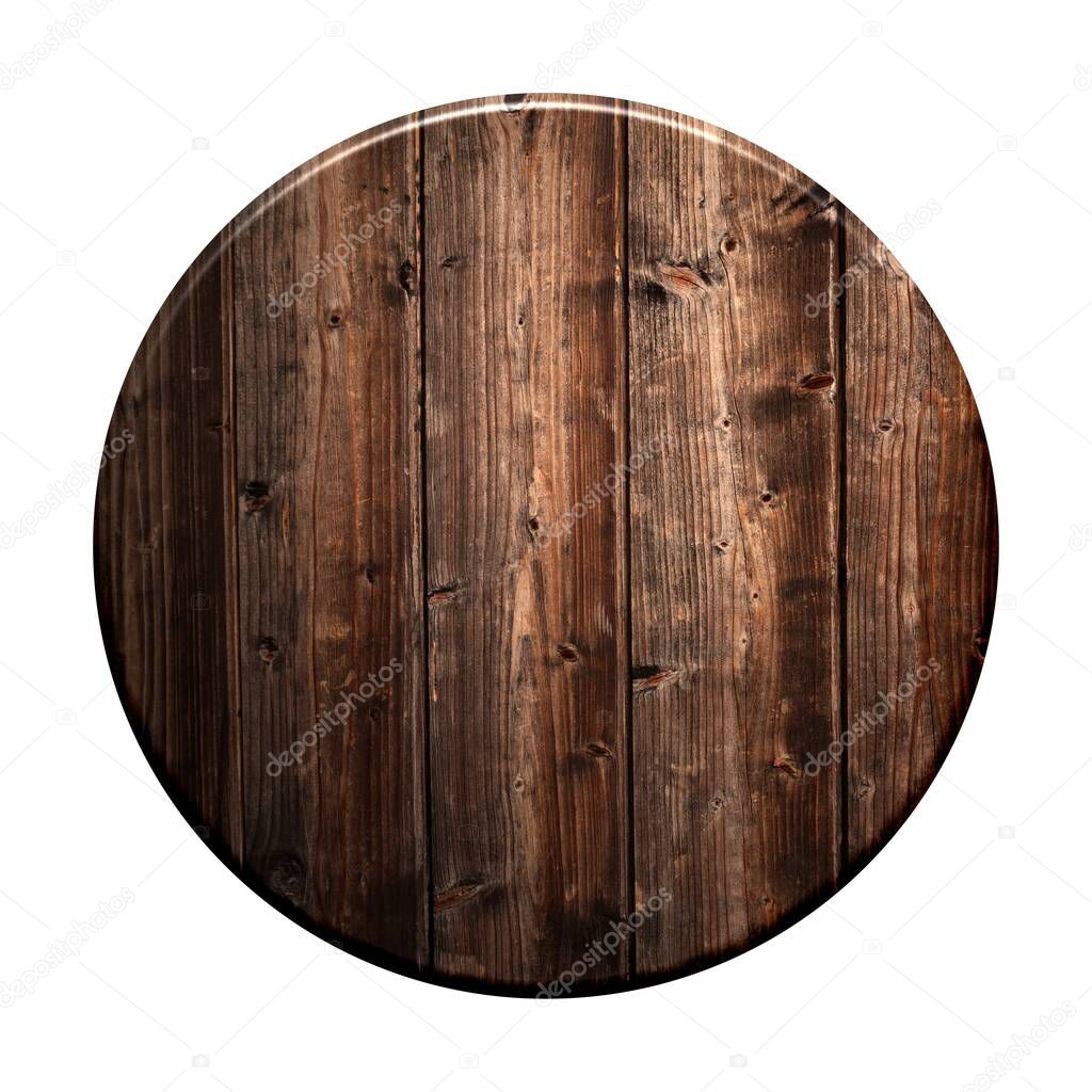 Round button or wheel with old wooden boards