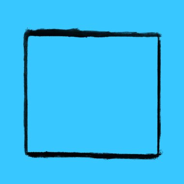 Mavi arkaplan ve boş el çizilmiş kalem çerçevesi